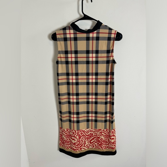 Jude Connally Sleeveless Plaid with Red Paisleys at Hem Dress Small - Picture 3 of 7